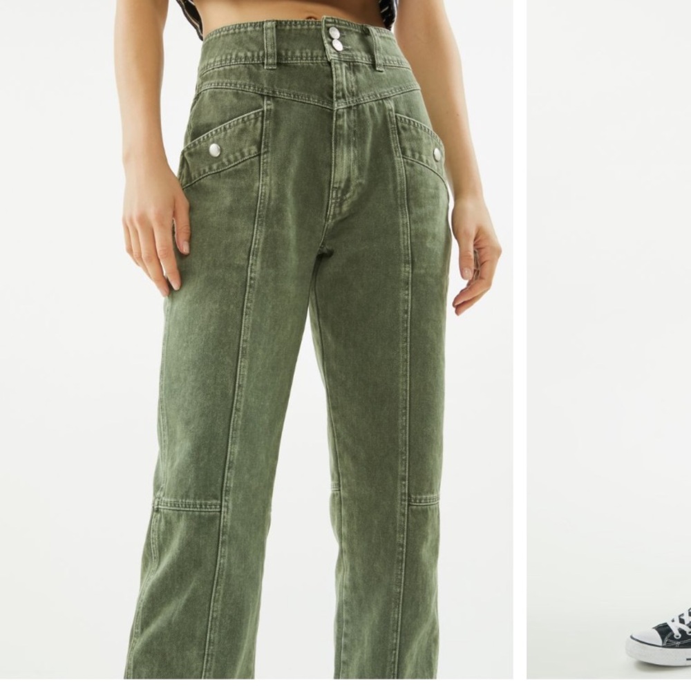 BDG Olive Sofia Yoke High-Waisted Jean Acid Wash